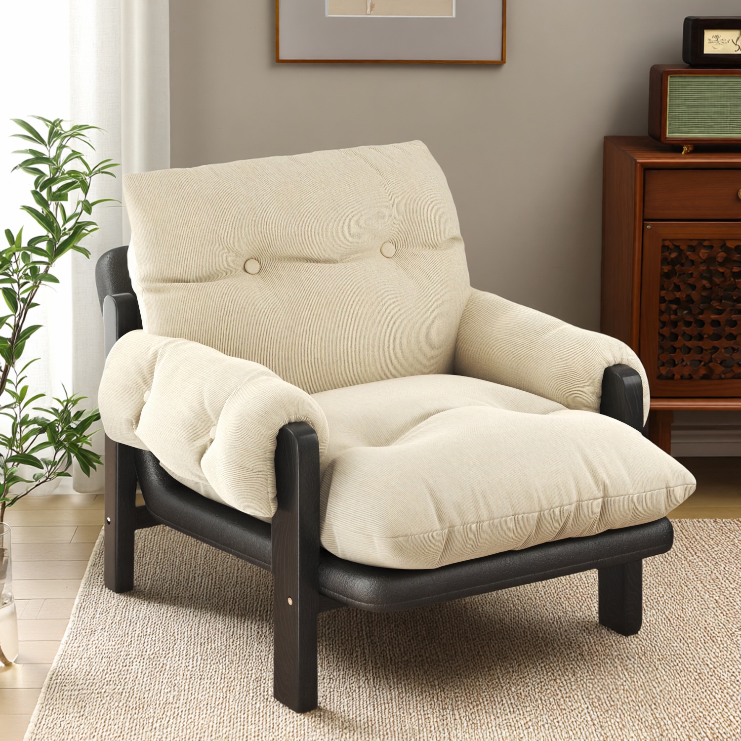 单人沙发椅实木靠背椅子