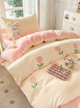 学生宿舍上下铺新款三件套大学生床上用品专用床单春夏季床笠款