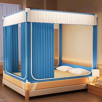 新款遮光隐私床帘蚊帐儿童放掉床围栏婴儿防摔高级卧室免安装回底