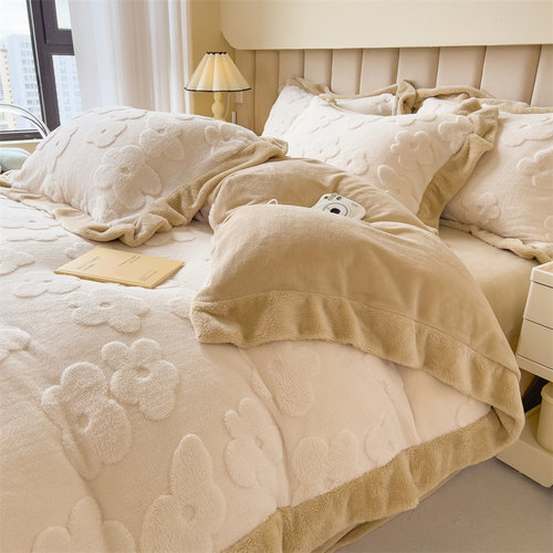 牛奶绒冬款四件套加厚冬季珊瑚绒床单被套法兰绒床上用品2023新款