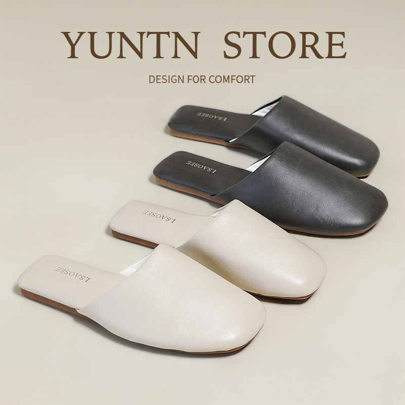 秋季日式包头简约时尚情侣简约哑光PU皮凉拖鞋女牛筋底轻声居家男