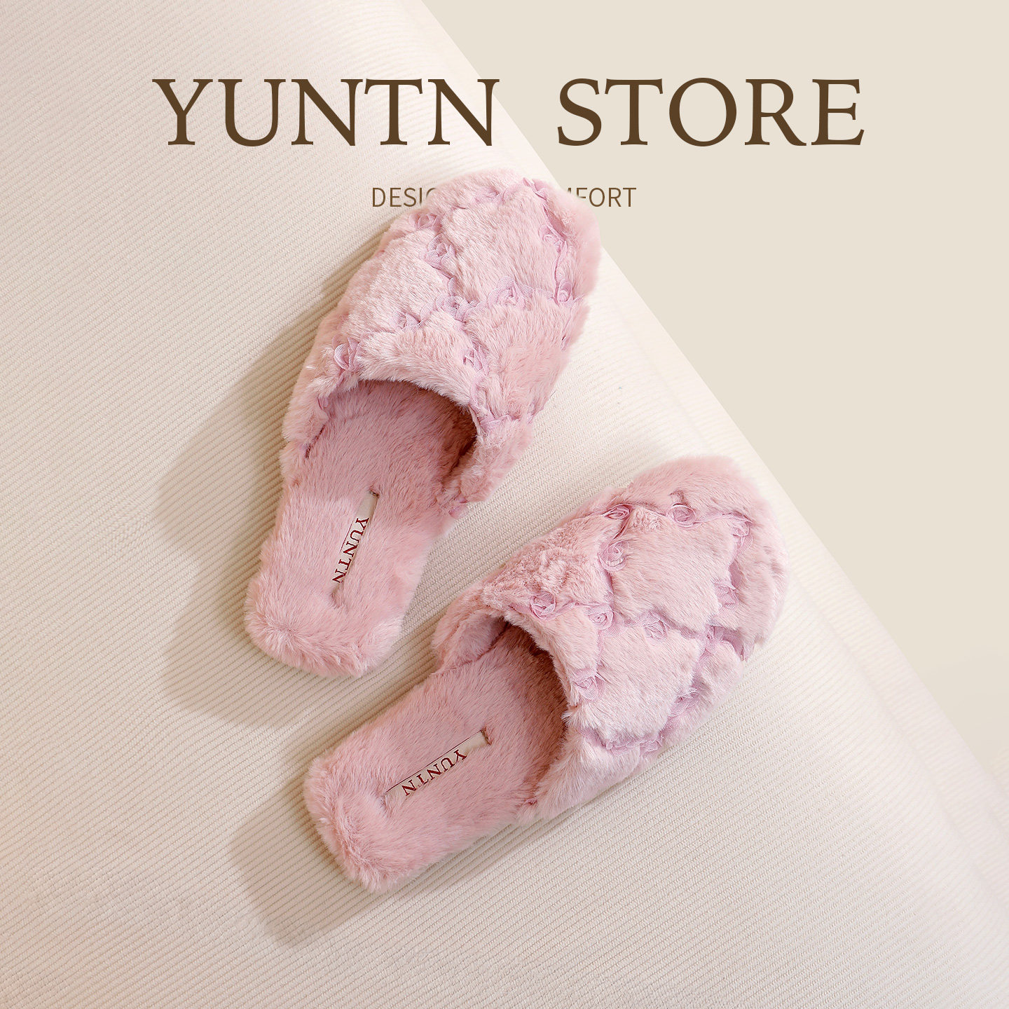 冬季新品可爱甜美优雅花朵毛毛加绒加厚保暖棉拖鞋女室内居家防滑,居家布艺,居家棉拖/棉鞋,淘宝优惠券,粉丝福利购,淘宝优惠卷