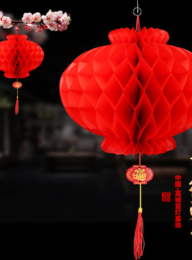 新年春节过年小红纸灯笼挂饰户外室内家用商场场景布置装饰品挂件
