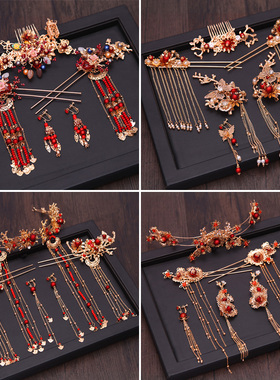 2024新款新娘秀禾头饰中式凤冠结婚古装秀禾服龙凤褂大气古风发饰