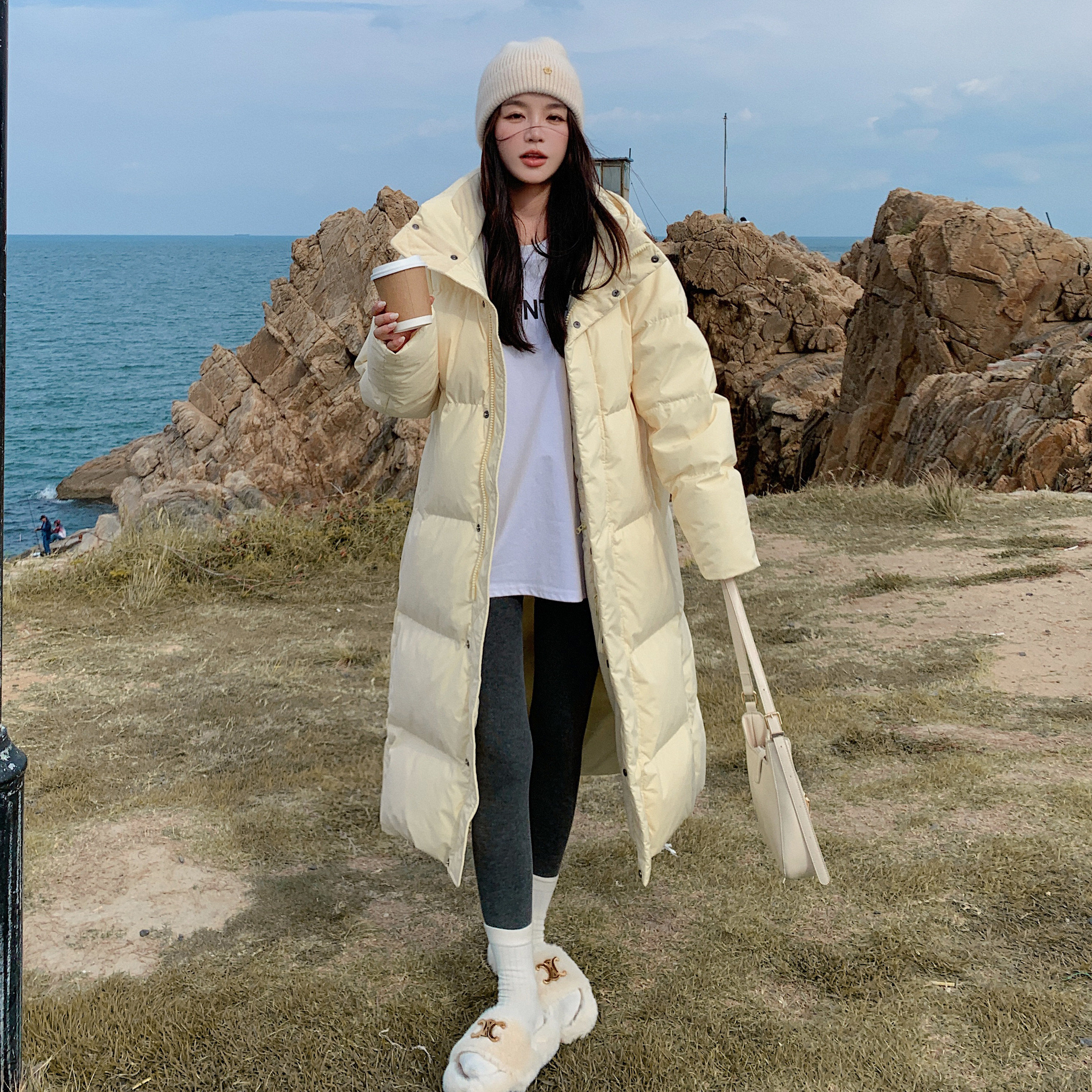 出货中中戏长款鹅黄色羽绒棉服棉衣外套286-763-P195-K298,女装棉衣/棉服,安雅