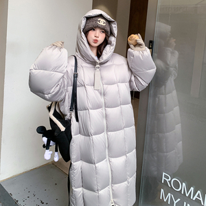 新款 90绒缎面灰 长款羽绒服 286-5152-P385-K568图片