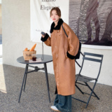 新款长款皮毛一体皮衣外套286-762-P195-K298，女装皮草，安雅