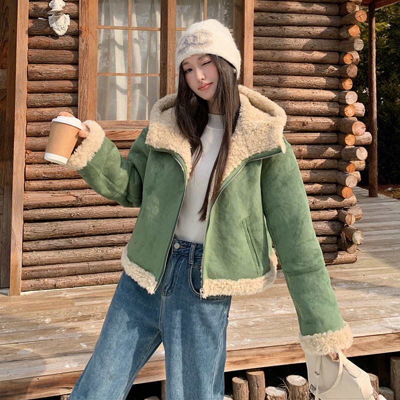 新款两面穿皮毛一体286-5123-P205-K298,女装短外套,安雅