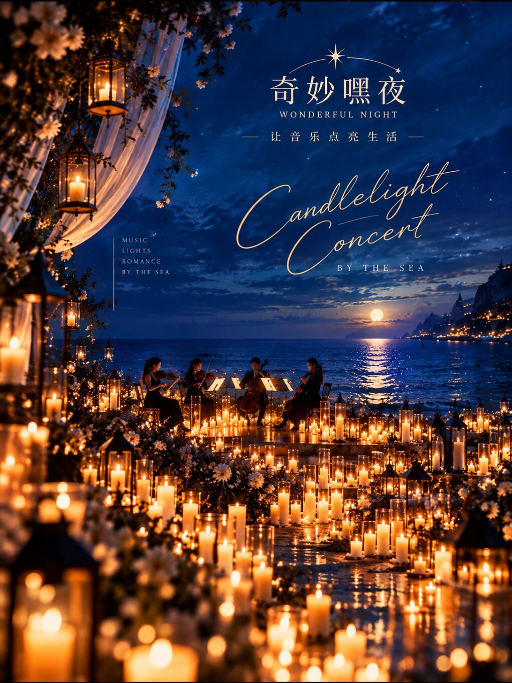 奇妙嘿夜烛光音乐会蓝调海洋风