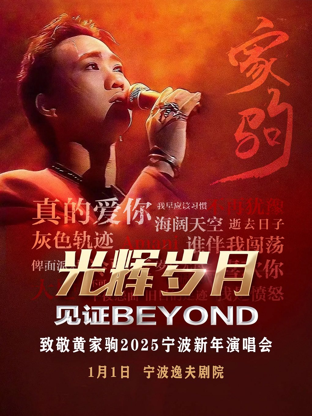 《光辉岁月》致敬黄家驹 2025宁波新年演唱会