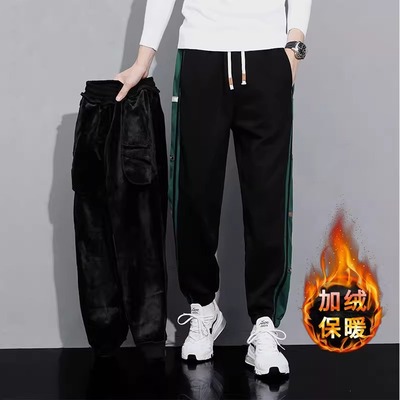 男裤子女加绒纯棉运动训练学生