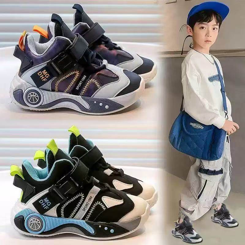儿童运动鞋皮面防水2026春秋新款软底男孩跑步鞋百搭休闲男童鞋子