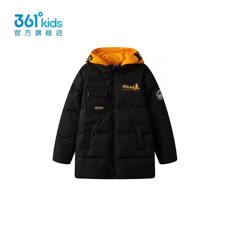 商场同款361男童中长羽绒服2023冬季新款中大童儿童休闲保暖外套