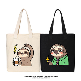 疯狂动物城闪电树懒图案帆布包单肩斜跨托特包背包手提袋女包