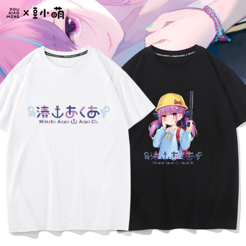豆小萌阿夸凑阿库娅Vtuber动漫衣服女仆周边假两件短袖T恤衫半袖