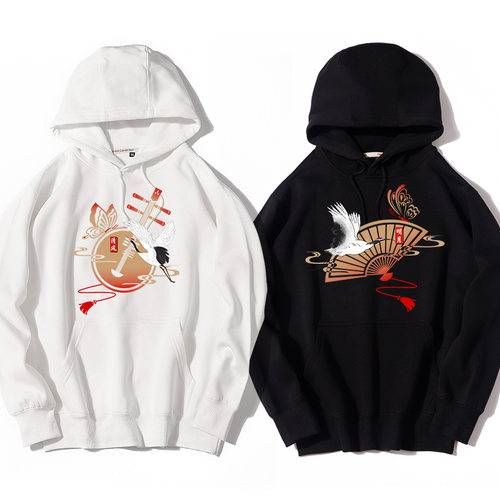 清风明月情侣装秋季连帽套头卫衣