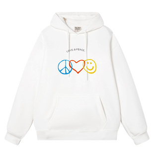 和平英文peace and love反战卫衣连帽衣服套头男女上衣宽松情侣装