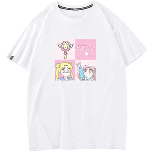 豆小萌美少女战士衣服动漫月野兔水手月亮纯棉T恤男女短袖体恤