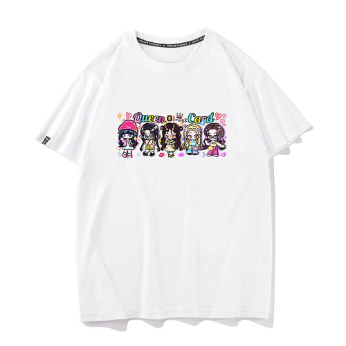 GIDLE专辑QUEEN CARD同款衣服夏季新款纯棉短袖T恤男女打底衫半袖