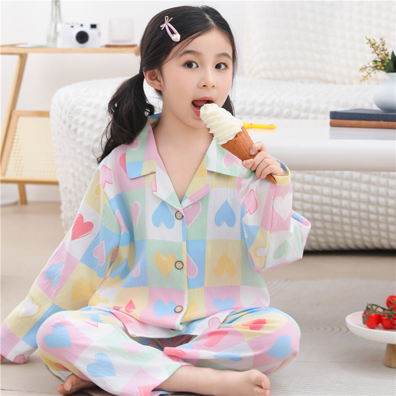 儿童女童睡衣2026新款春秋季云朵棉长袖公主小女孩家居服格子洋气