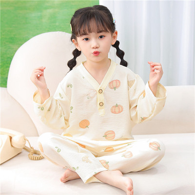 儿童睡衣女童春夏秋季2025新款长袖套装女宝宝云朵棉家居服