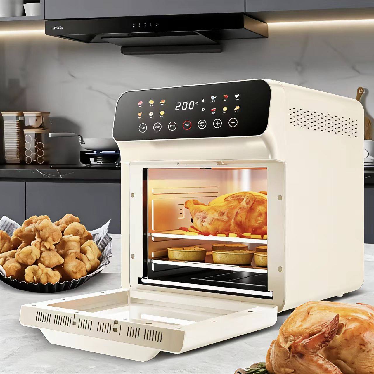 荣事达电烤箱新款家用触控空气炸锅大容量可视免翻面多功能一体锅