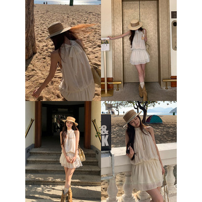 红人馆挂脖连衣裙女2026