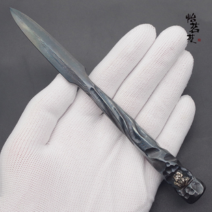 龙泉手工银青蛙百炼花纹钢撬普洱茶刀茶针切茶饼开茶砖专用道工具