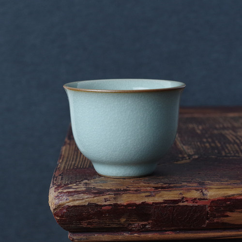 王文鱼籽开片哥窑冰裂功夫茶杯器