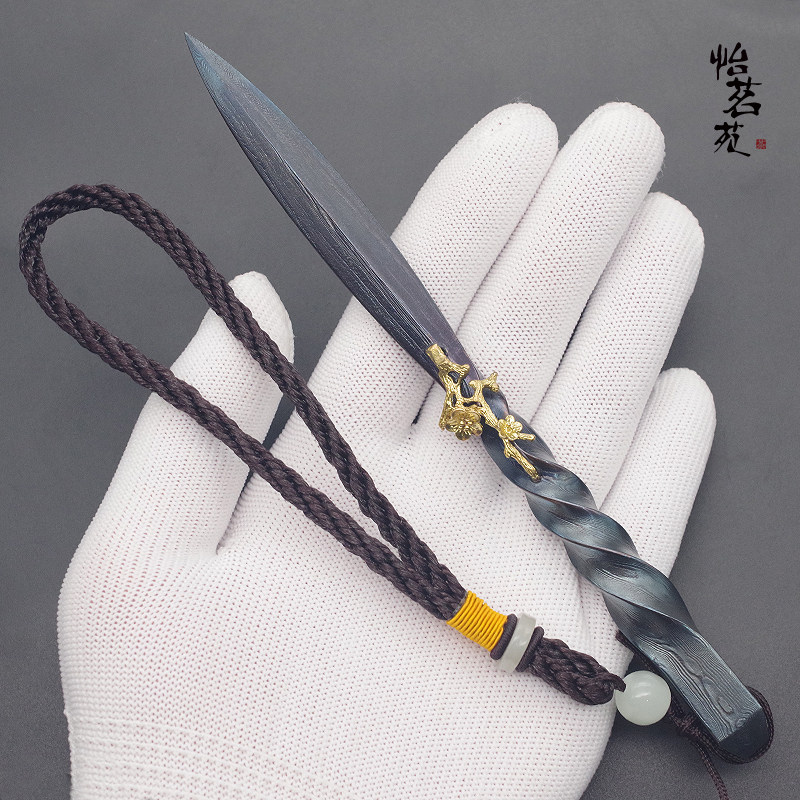 手工茶刀龙泉铜梅花百炼花纹钢黑茶普洱茶针切茶砖撬茶饼专用工具