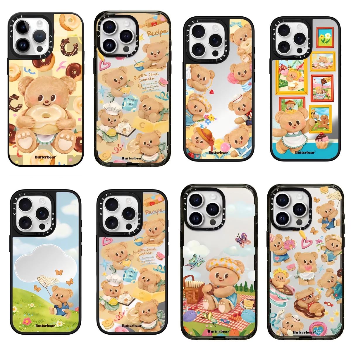 CASETi联名蝴蝶黄油小熊适用iPhone16ProMax苹果15Plus14 13 12 11MagSafe磁吸镜面保护套华强北手机壳防摔女