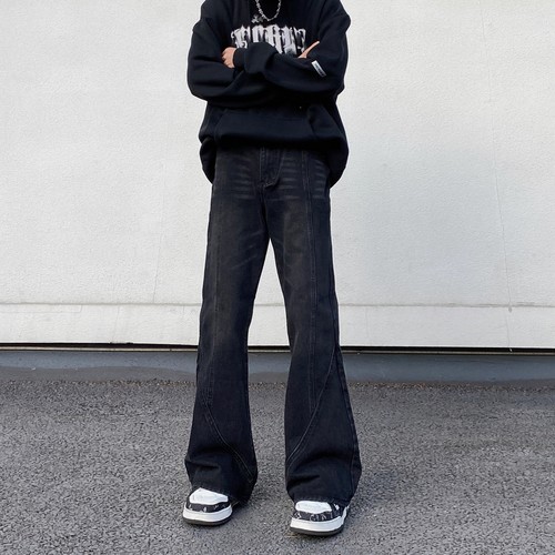 高级感解构拼接cleanfit牛仔裤男