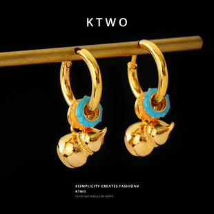 2026年小金葫芦耳坠耳环女小众轻奢k金色时尚新中式国风耳圈耳饰