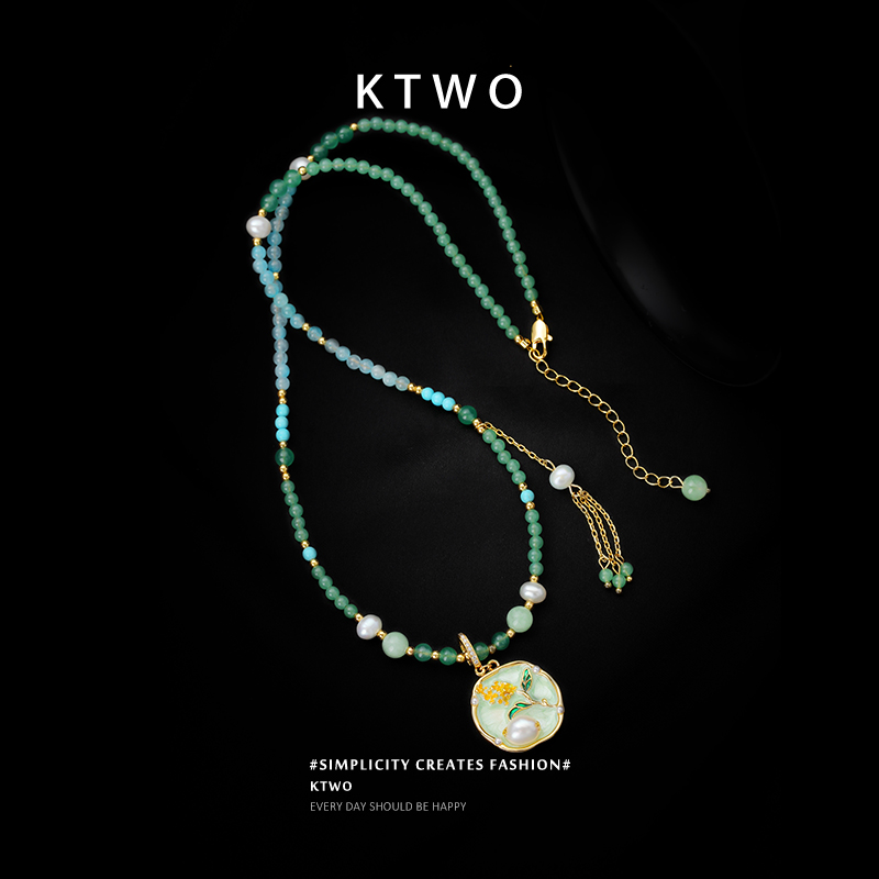 中古风新中式淡水珍珠吊坠长款项链女小众串珠旗袍配饰秋冬毛衣链