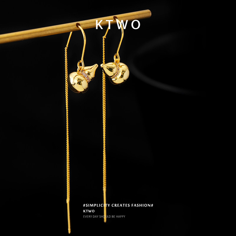 小金葫芦耳坠耳钉女小众长流苏设计k金色时尚复古新中式耳线耳饰,饰品/流行首饰/时尚饰品新,耳钉,淘宝优惠券,粉丝福利购,淘宝优惠卷