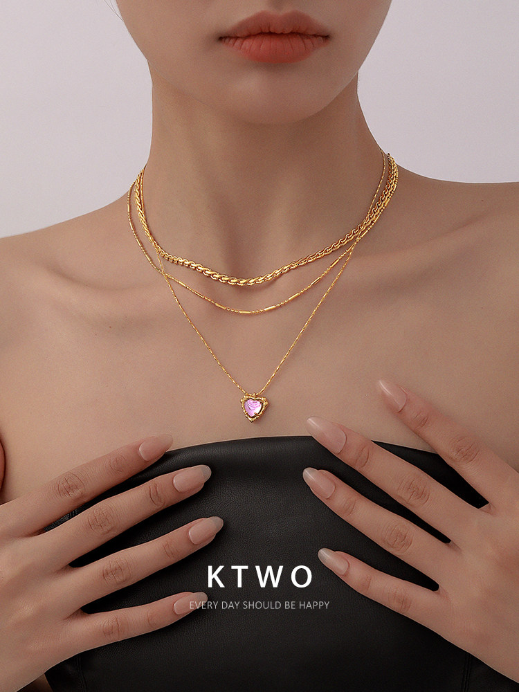 欧式双层叠戴项链女秋小众设计镀18k金轻奢高级感ins气质锁骨颈链