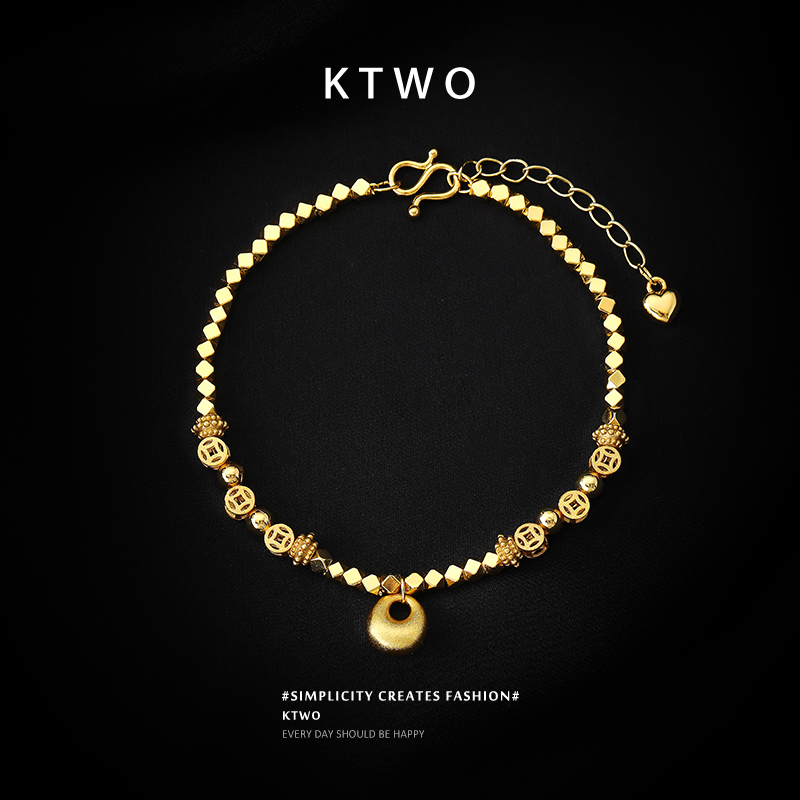 2025新款钱币福袋手链女轻奢k金色碎金设计小众手串招财转运手饰