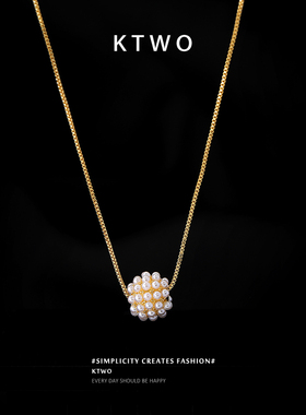 迷你珍珠吊坠女小众轻奢k金色设计时尚秋冬毛衫锁骨链新款配饰品