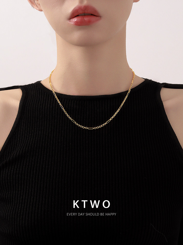 潮酷项链女2025年新款小众设计感镀k金轻奢高级男颈链锁骨链饰品