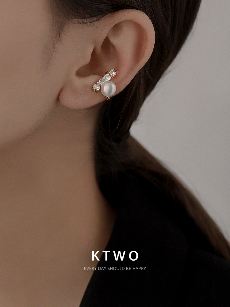 气质镶钻珍珠无耳洞耳骨夹耳饰