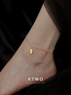 百搭小金条脚链女镀18k金色高级轻奢小众夏季 2022年新品 时尚 足链