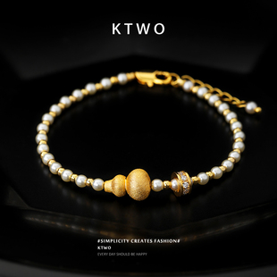 2026新款小金葫芦珍珠手链女小众轻奢k金色磨砂设计时尚高级腕饰