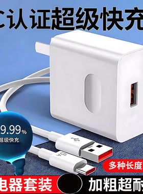 充电套装Type-C6A超级快充数据线适用华为荣耀小米OPPOvivo手机iPad平板笔记本电脑USB车载数据传输快充电器