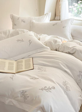 高端酒店民宿床品四件套宾馆纯白色床上用品布草加厚贡缎60三件套