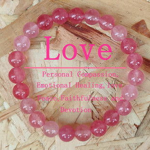 Temu希音TK热卖冰透花红手链果冻粉晶粉色水晶饰品马粉手串