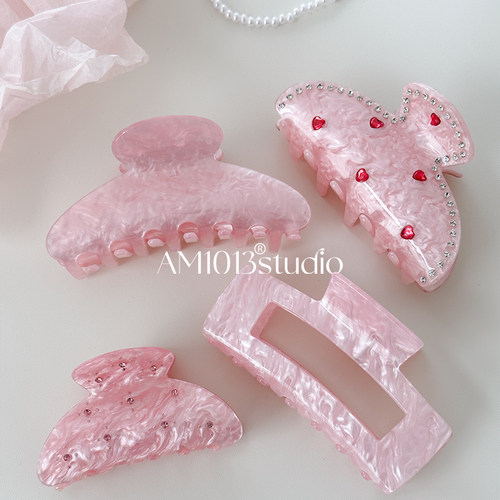 AM1013抓夹醋酸甜美浅粉系列抓夹