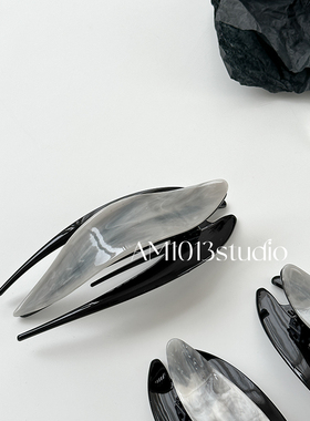 AM1013灰水墨高级感醋酸燕尾夹鲨鱼夹不硌头后脑勺抓夹懒人发夹