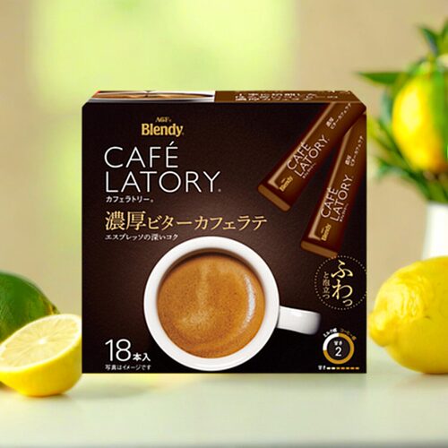 日本AGF微苦牛奶拿铁速溶咖啡粉