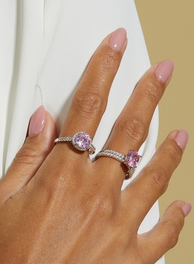 跨境新款s925银单排白锆戒指围镶锆石简约闭口食指戒欧美时尚