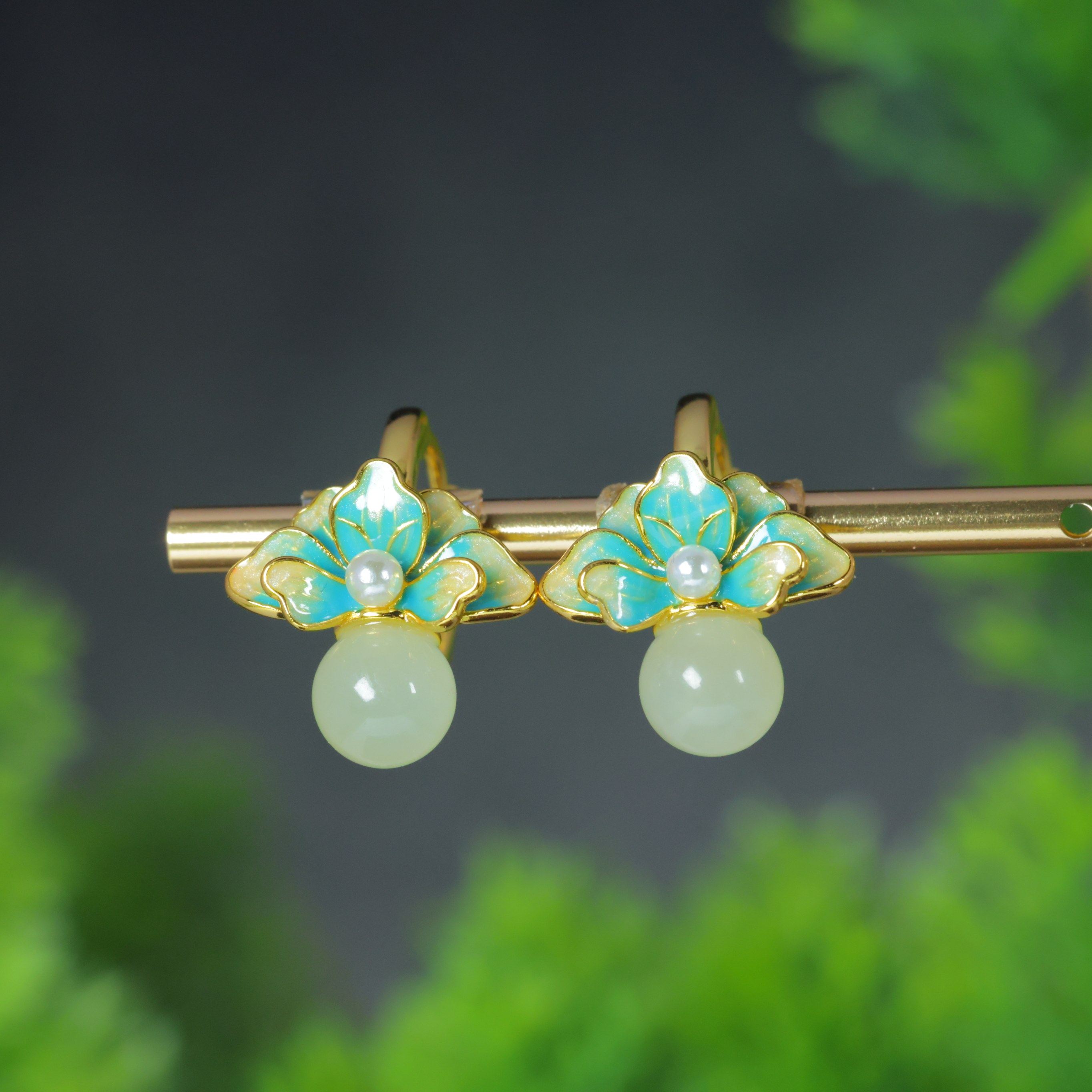 天然和田玉青白玉925银珐琅国风新中式玉石耳扣耳坠耳饰,珠宝/钻石/翡翠,耳饰,淘宝优惠券,粉丝福利购,淘宝优惠卷